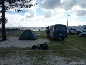 Australia travel camping - camping alongside ocean