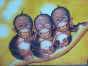Traveling around Bali - three monkeys