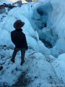 Fox Glacier - looking into crevasse