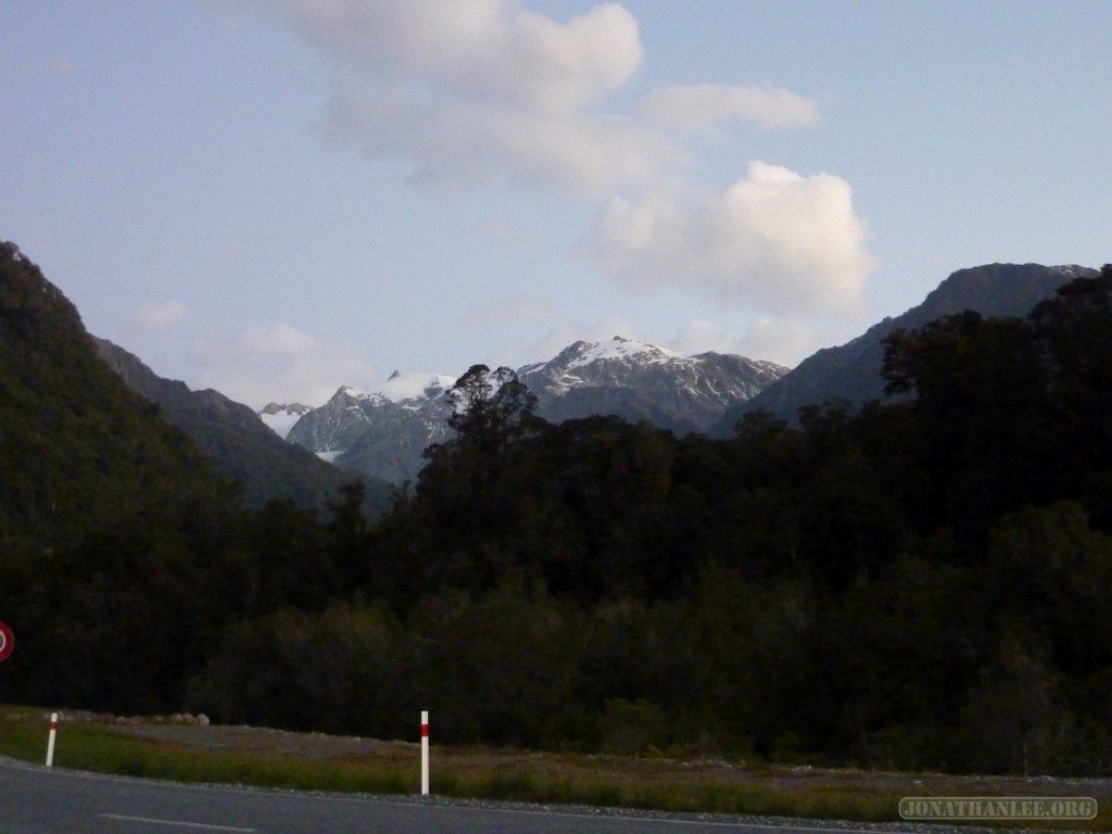 Fox Glacier - mountain in distance