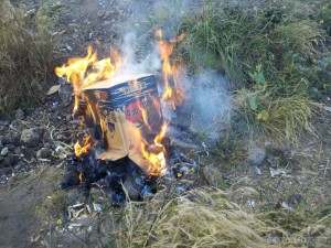 Mount Rinjani - burning trash 1