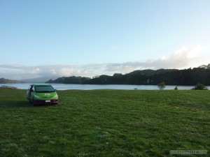 NZ Campervanning - campervan by lake