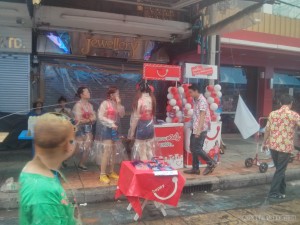 Songkran in Bangkok - Khao San Road booth girls