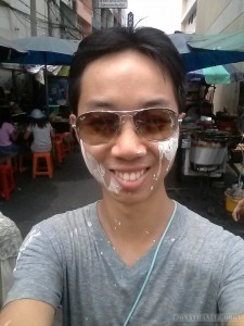 Songkran in Bangkok - Khao San Road portrait with paint