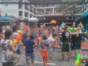 Songkran in Bangkok - Khao San water fight 1