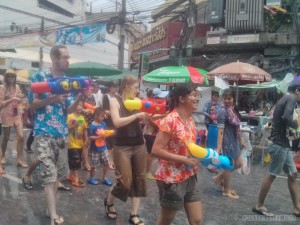 Songkran in Bangkok - Khao San water fight 2