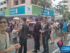 Songkran in Bangkok - Silom painted police