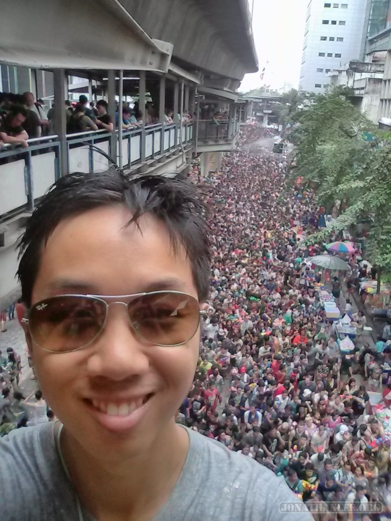 Songkran in Bangkok - Silom portrait from above 2