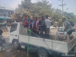 Thingyan in Yangon - riding truck preparation