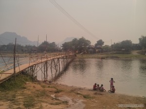 Vang Vieng - river view bridge